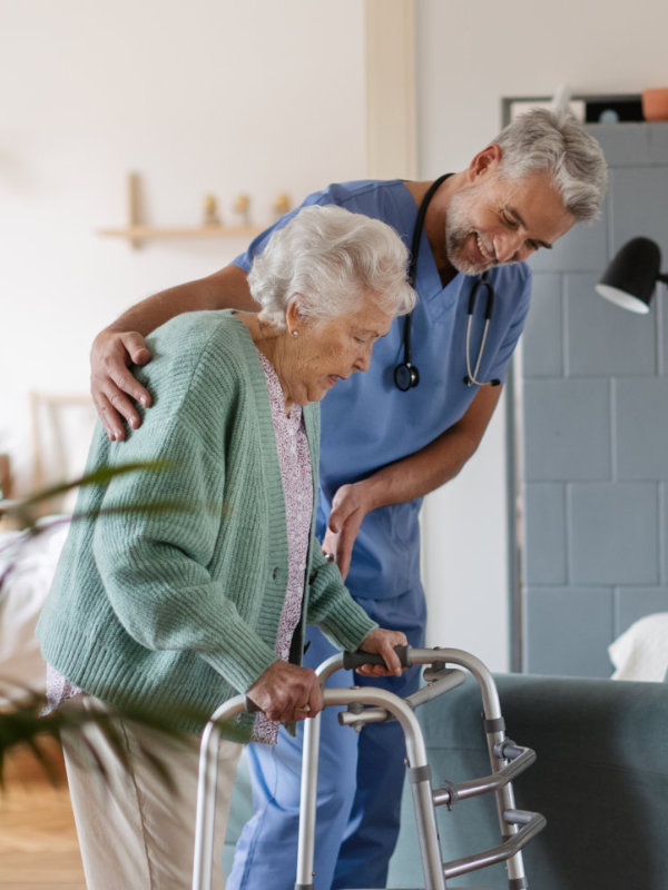 Caregiver assisting elderly